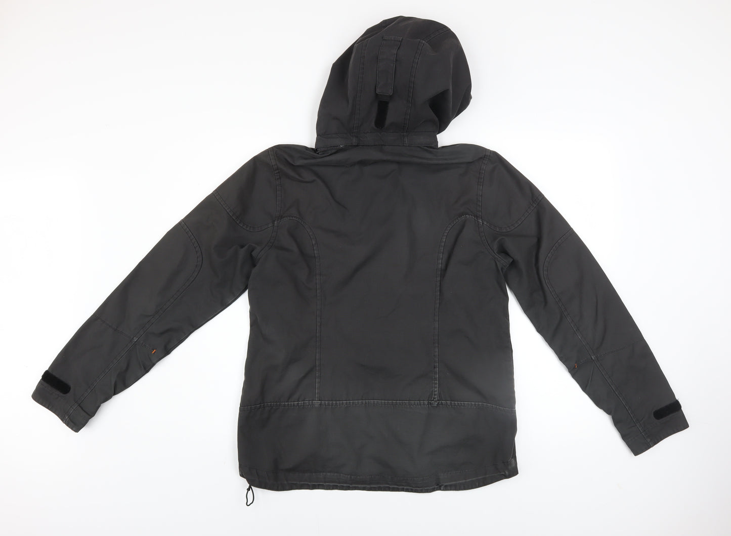 Kaikkialla Men's Black Hooded Parka Jacket Size 38 Regular Fit Outdoor