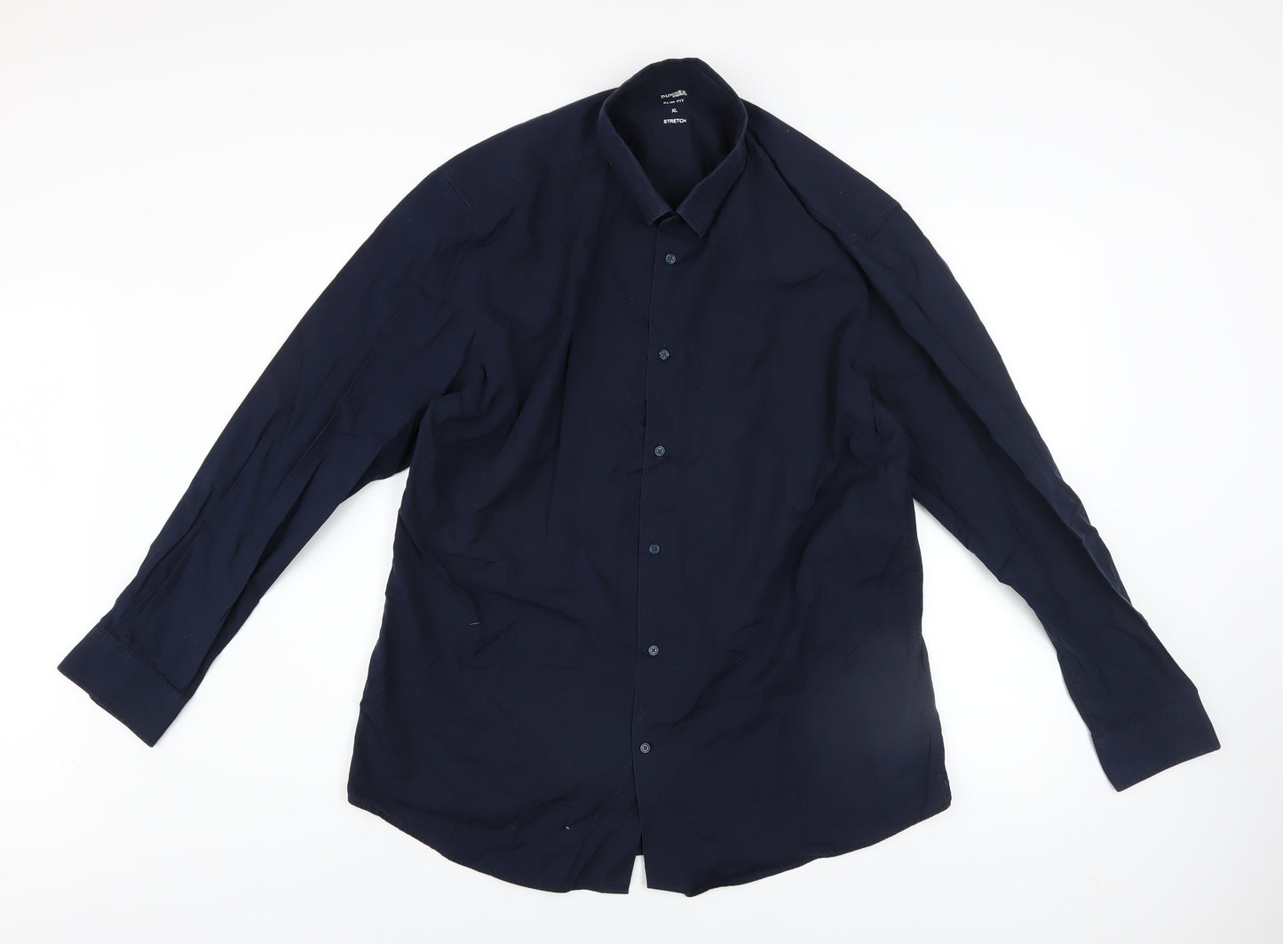 Dunnes Stores Men's Blue Slim Fit Stretch Cotton Long Sleeve Shirt XL