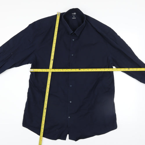 Dunnes Stores Men's Blue Slim Fit Stretch Cotton Long Sleeve Shirt XL