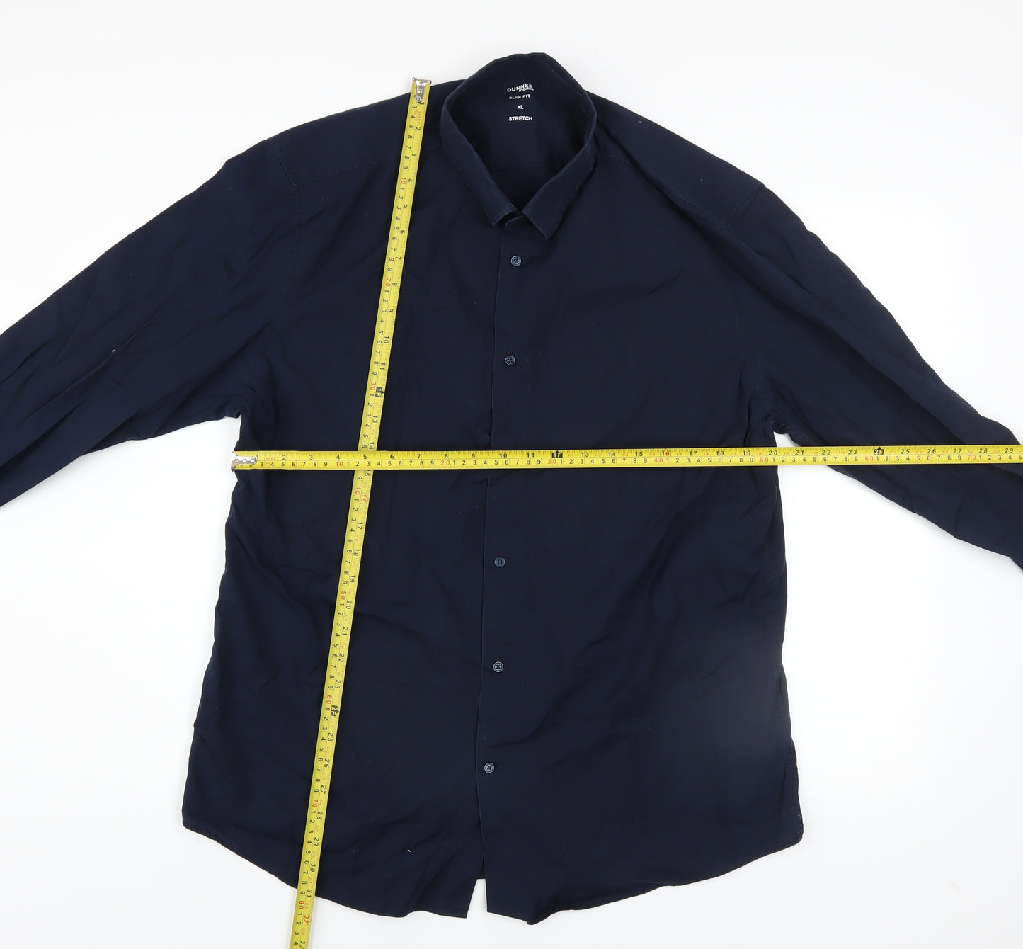 Dunnes Stores Men's Blue Slim Fit Stretch Cotton Long Sleeve Shirt XL