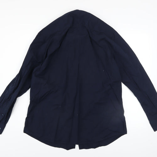 Dunnes Stores Men's Blue Slim Fit Stretch Cotton Long Sleeve Shirt XL