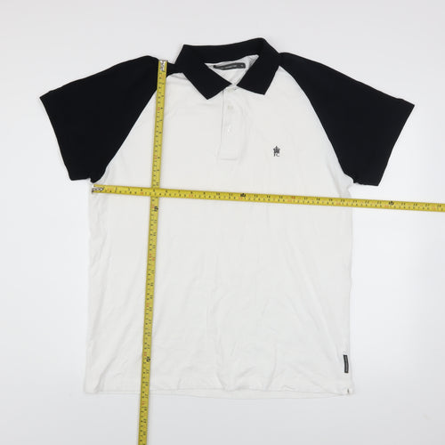 French Connection Men’s Black White Colourblock Polo Shirt XL
