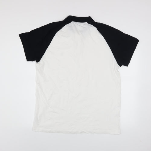 French Connection Men’s Black White Colourblock Polo Shirt XL