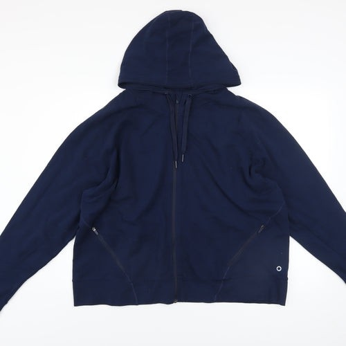 Marks and Spencer Women's Blue Hooded Track Jacket Size 22