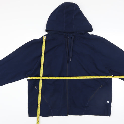 Marks and Spencer Women's Blue Hooded Track Jacket Size 22
