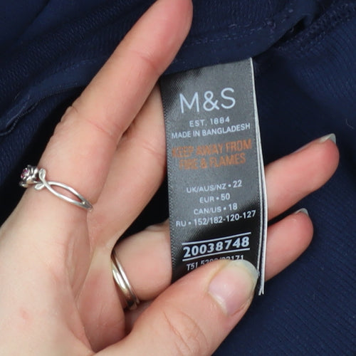 Marks and Spencer Women's Blue Hooded Track Jacket Size 22