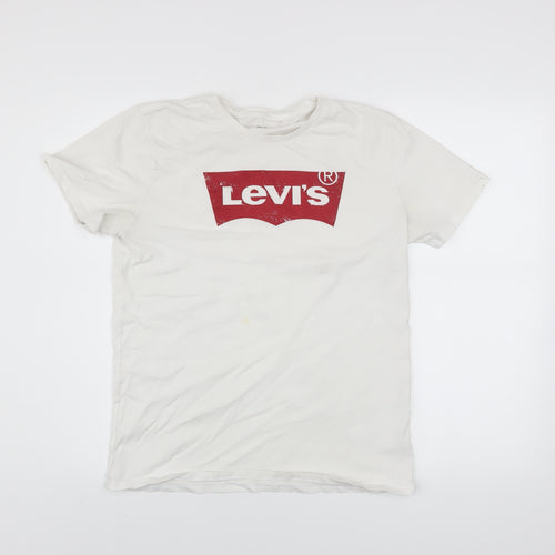 Levi's Men's White Graphic Logo Crew Neck T-Shirt Size M