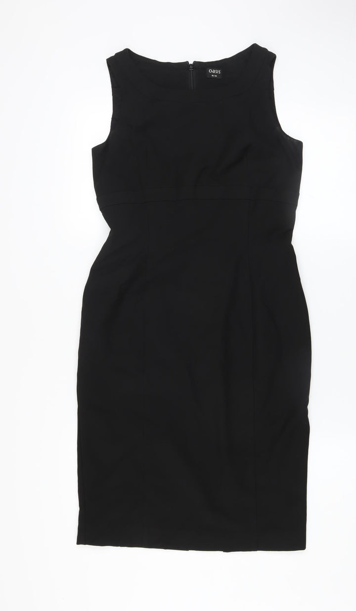 Oasis Women’s Black Size 10 Sheath Work Dress Sleeveless Knee Length