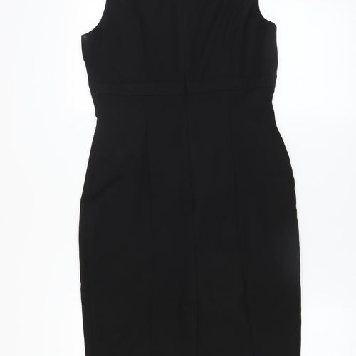 Oasis Women’s Black Size 10 Sheath Work Dress Sleeveless Knee Length