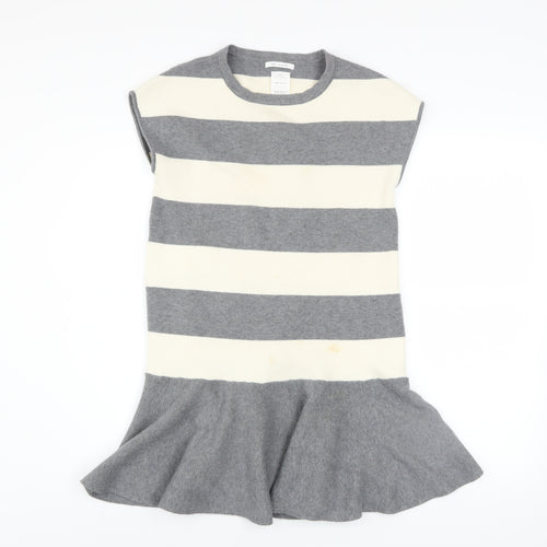 Zara Girls Grey Striped Knit Shift Dress 11-12 Years Winter Casual