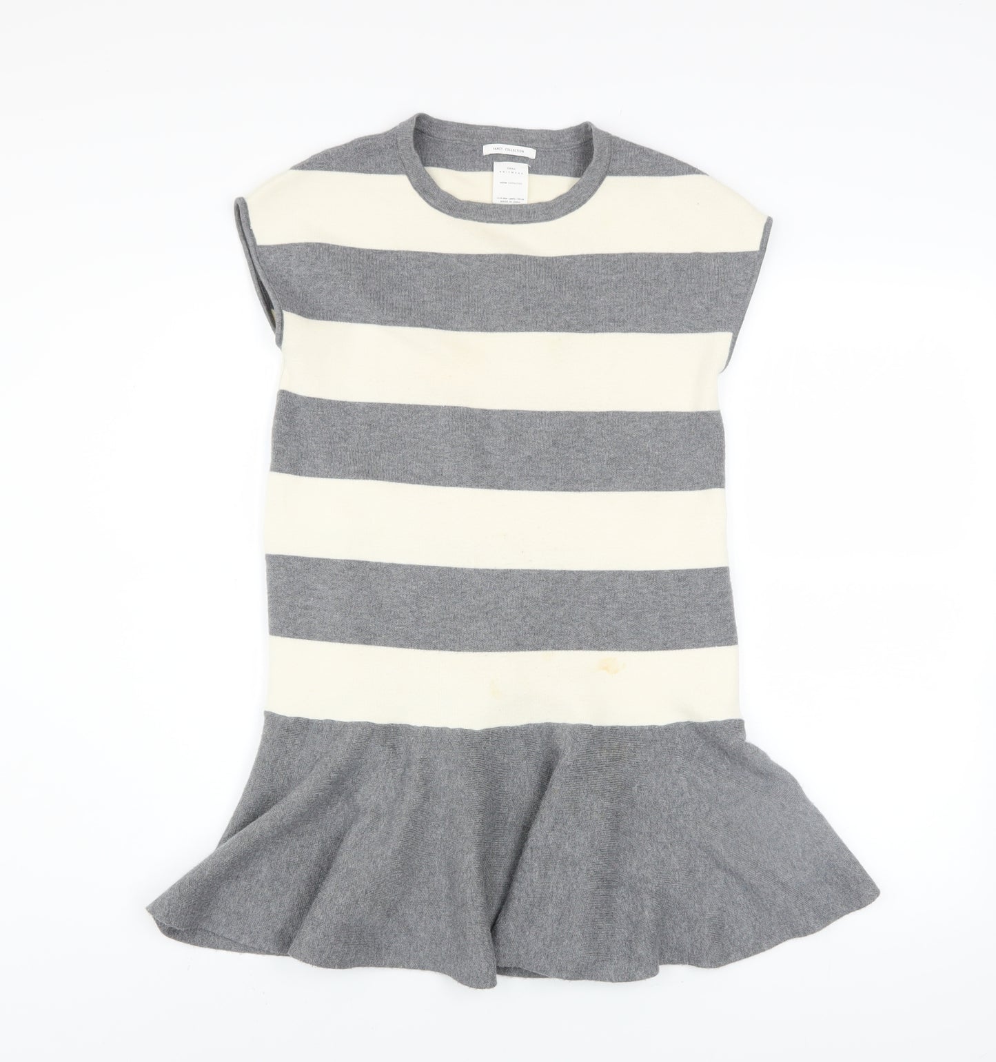 Zara Girls Grey Striped Knit Shift Dress 11-12 Years Winter Casual
