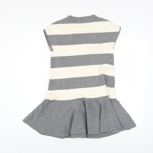 Zara Girls Grey Striped Knit Shift Dress 11-12 Years Winter Casual