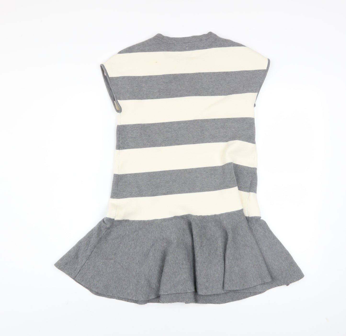 Zara Girls Grey Striped Knit Shift Dress 11-12 Years Winter Casual
