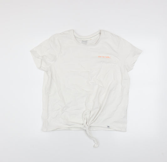 Animal Womens White Cotton Tie Hem T-Shirt Size 16