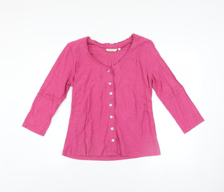Adini Women’s Pink Cotton Button Blouse Size S 3/4 Sleeve Tunic Top