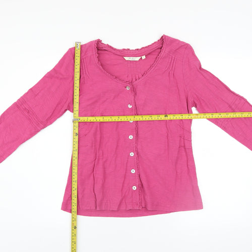 Adini Women’s Pink Cotton Button Blouse Size S 3/4 Sleeve Tunic Top