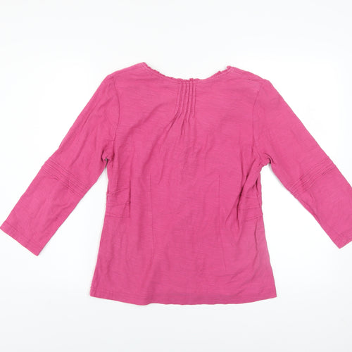 Adini Women’s Pink Cotton Button Blouse Size S 3/4 Sleeve Tunic Top