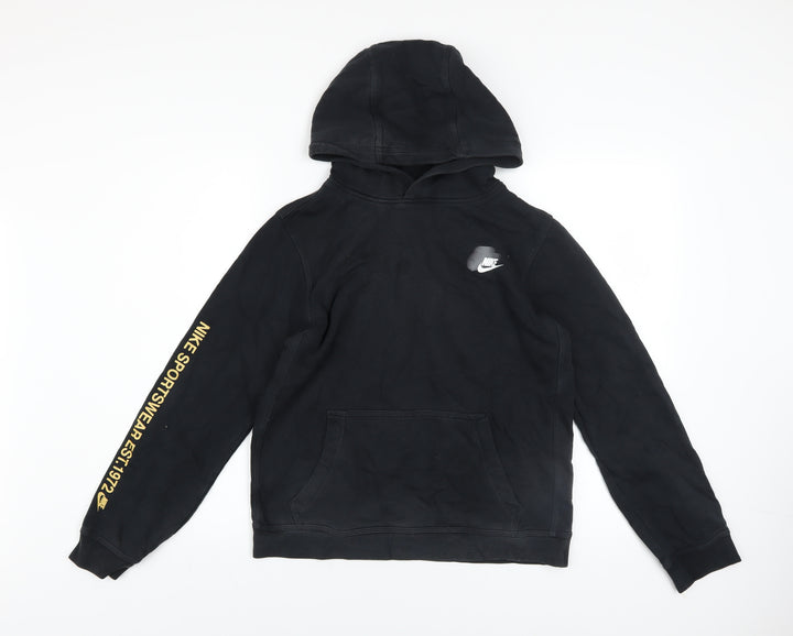 Nike Boys Black XL Pullover Hoodie with Large Logo and Fleece Lining