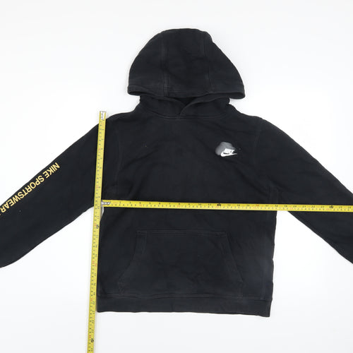 Nike Boys Black XL Pullover Hoodie with Large Logo and Fleece Lining