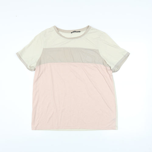 Dunnes Stores Women’s Beige Colourblock Short Sleeve T-Shirt Size 12