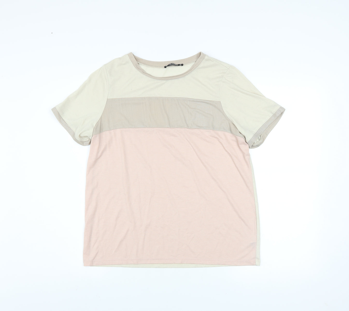 Dunnes Stores Women’s Beige Colourblock Short Sleeve T-Shirt Size 12