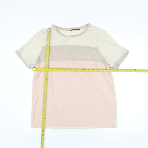 Dunnes Stores Women’s Beige Colourblock Short Sleeve T-Shirt Size 12