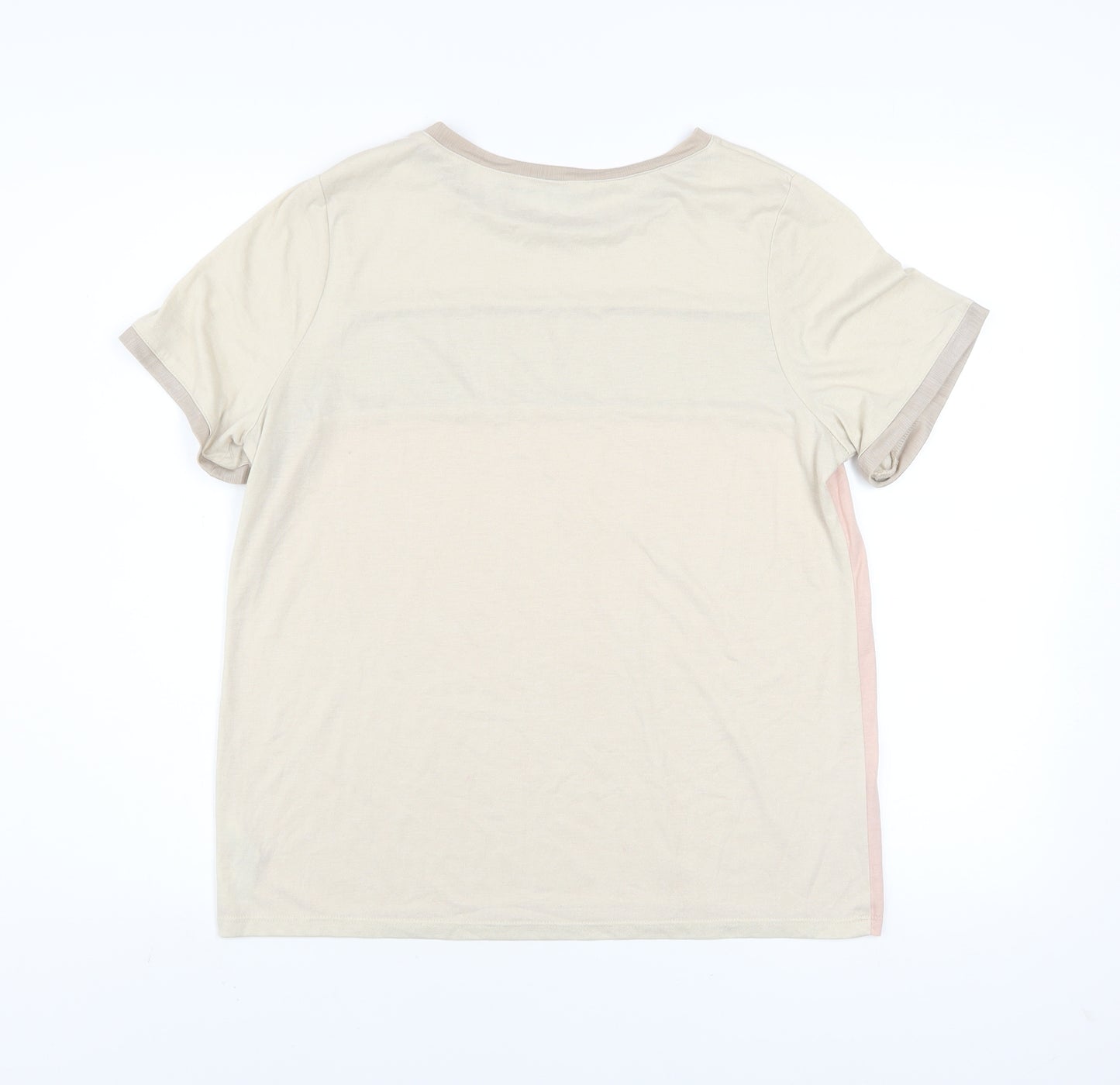 Dunnes Stores Women’s Beige Colourblock Short Sleeve T-Shirt Size 12