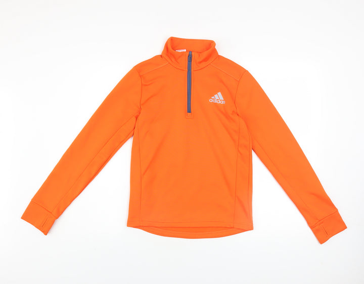 Adidas Boys Orange 11-12 Years 1/4 Zip Fleece Sports Sweatshirt