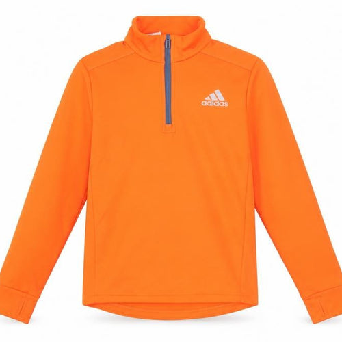 Adidas Boys Orange 11-12 Years 1/4 Zip Fleece Sports Sweatshirt
