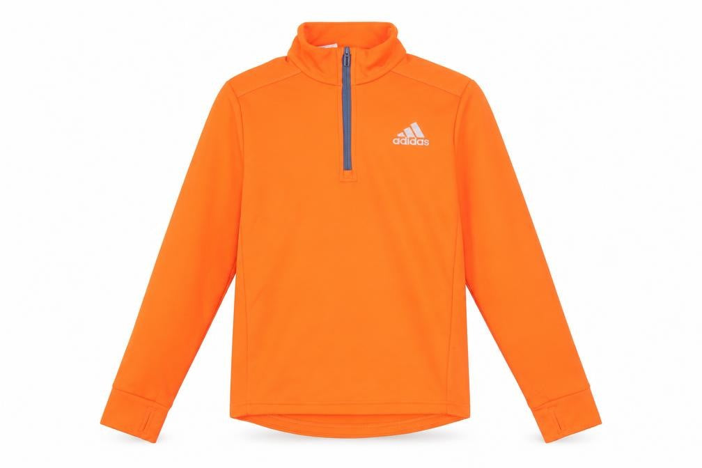 Adidas Boys Orange 11-12 Years 1/4 Zip Fleece Sports Sweatshirt
