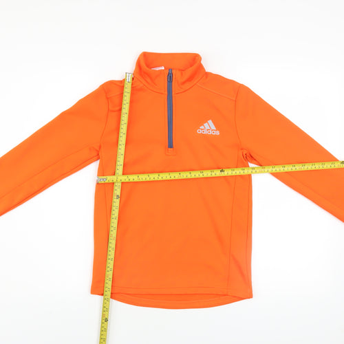 Adidas Boys Orange 11-12 Years 1/4 Zip Fleece Sports Sweatshirt