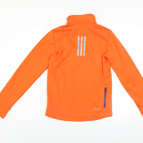 Adidas Boys Orange 11-12 Years 1/4 Zip Fleece Sports Sweatshirt