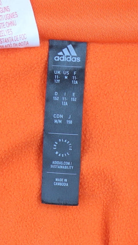 Adidas Boys Orange 11-12 Years 1/4 Zip Fleece Sports Sweatshirt