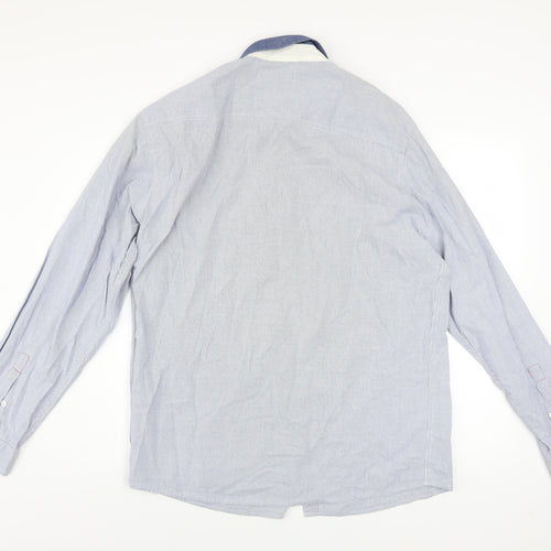 DENIMco Men's Blue Check Long Sleeve Cotton Button-Up Shirt XL