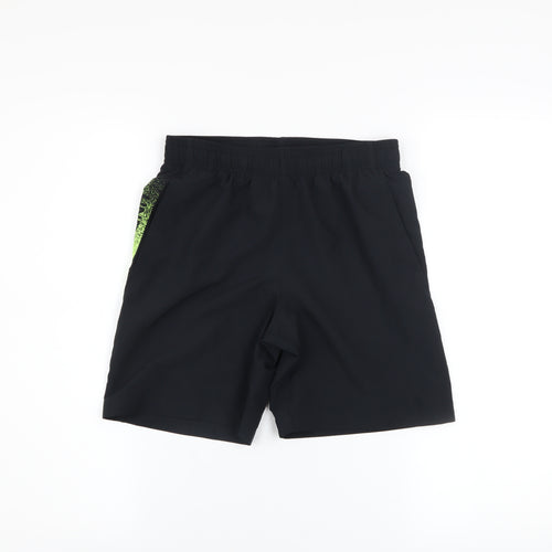 Under Armour Boys Black Green Athletic Shorts Size M Polyester