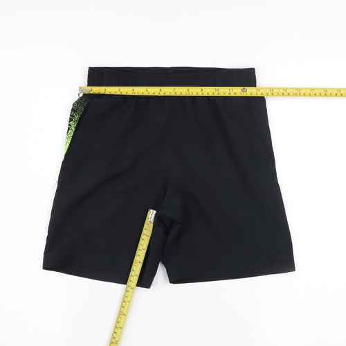 Under Armour Boys Black Green Athletic Shorts Size M Polyester