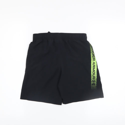 Under Armour Boys Black Green Athletic Shorts Size M Polyester