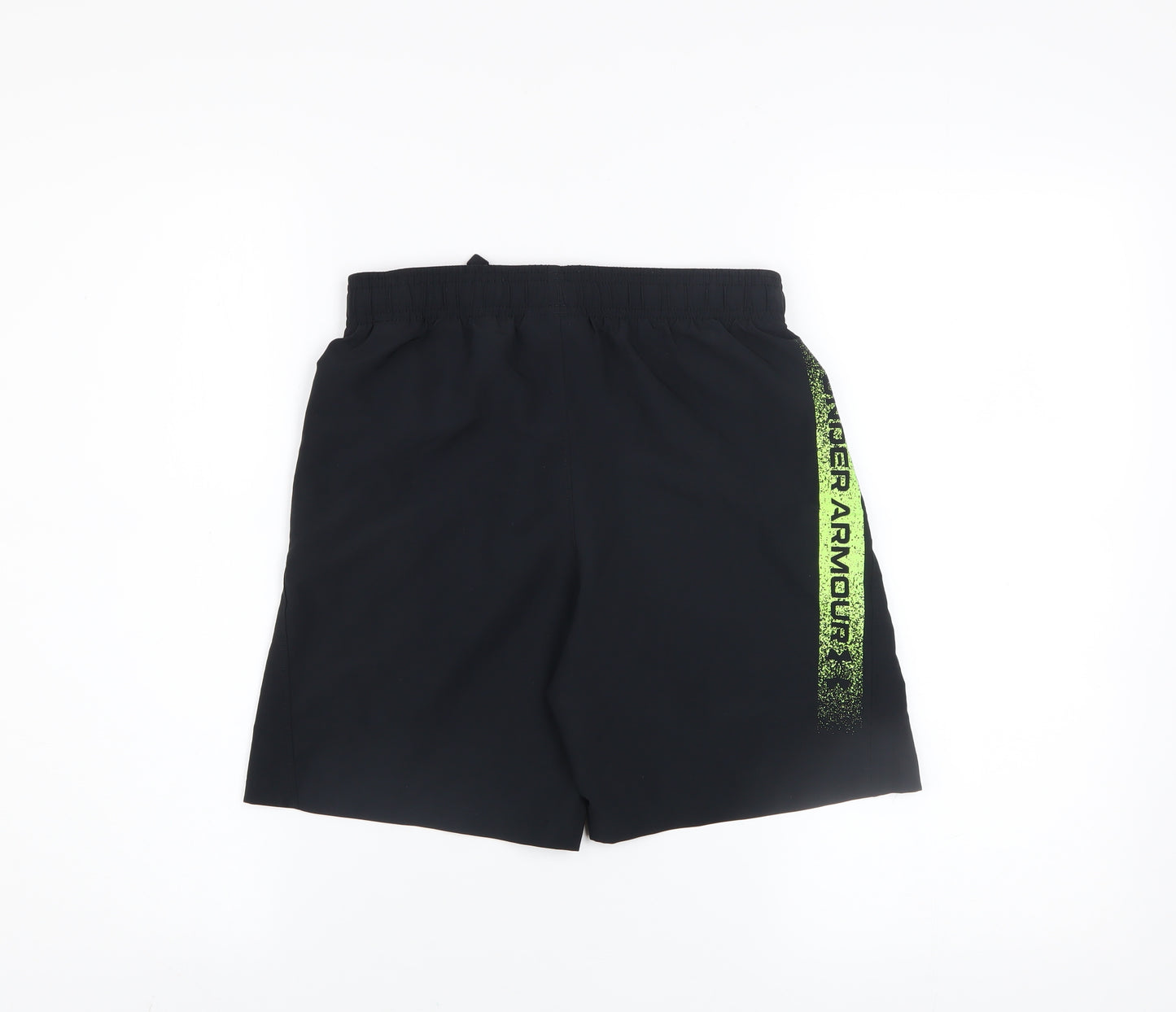 Under Armour Boys Black Green Athletic Shorts Size M Polyester