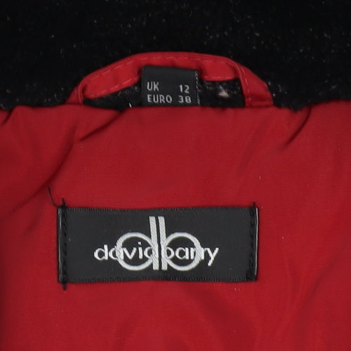 David Barry Womens Red Hooded Puffer Jacket Size 12 Winter Coat