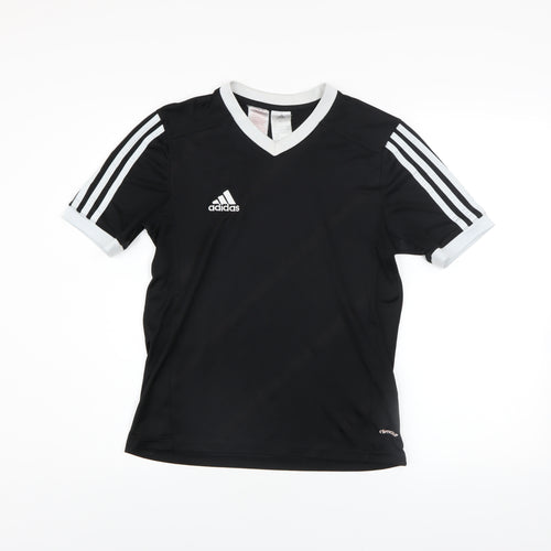 adidas Boys Black Football Jersey T-Shirt Size 14 Years Lightweight Sports Top
