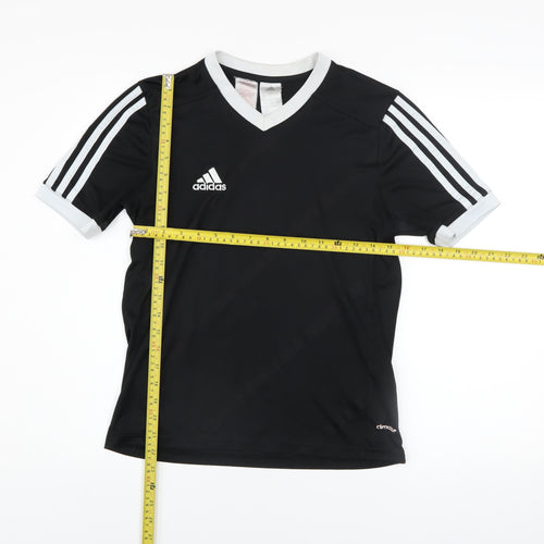 adidas Boys Black Football Jersey T-Shirt Size 14 Years Lightweight Sports Top