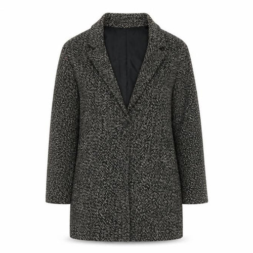 Pull&Bear Women's Black Tweed Overcoat Size S Regular Classic Style