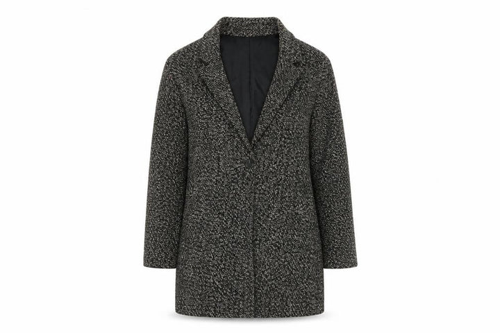 Pull&Bear Women's Black Tweed Overcoat Size S Regular Classic Style
