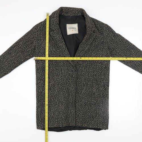 Pull & Bear Women's Black Tweed Overcoat Size S Regular Classic Style