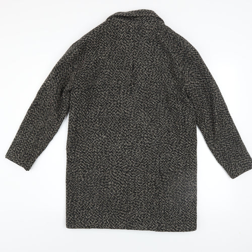 Pull & Bear Women's Black Tweed Overcoat Size S Regular Classic Style