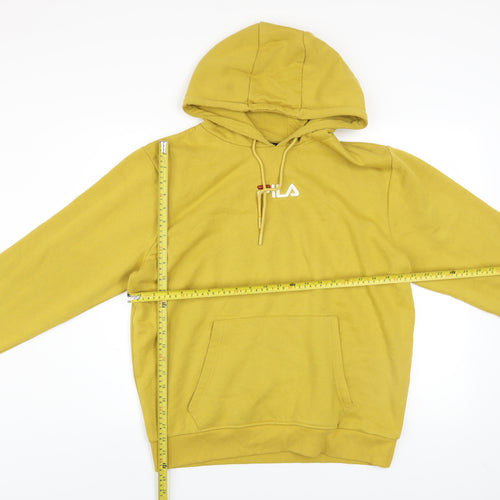 FILA Men’s Yellow Pullover Hoodie L Logo Fleece Hooded Sweatshirt