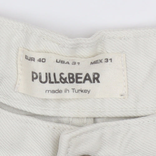 Pull&Bear Men's White Straight Jeans Size 31 Regular Fit Denim