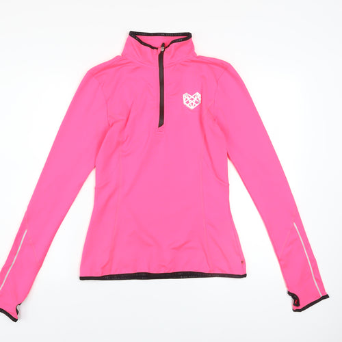 Pink Soda Sport Women's Pink 1/2 Zip Pullover Sweatshirt UK 10