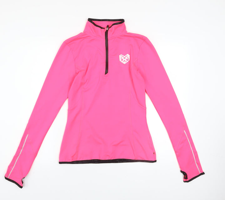 Pink Soda Sport Women's Pink 1/2 Zip Pullover Sweatshirt UK 10