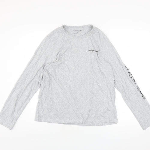 Calvin Klein Jeans Mens Grey Long Sleeve Cotton Top L
